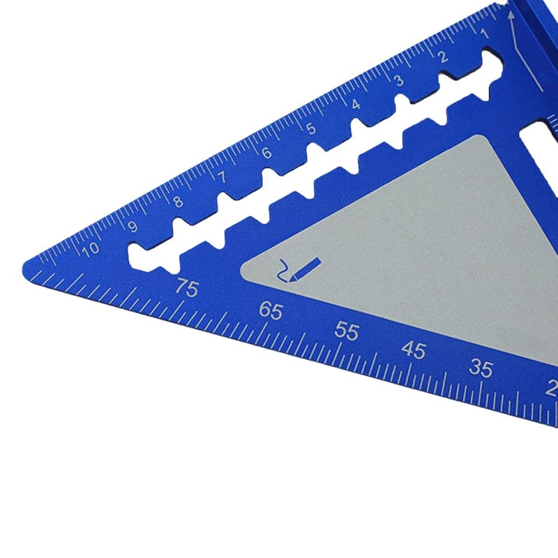 Blue 4 Inch Triangle Square Ruler Metal Aluminum 45 90 Degree Woodworking Measuring Tool - Image 4
